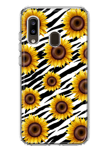 Samsung Galaxy A20 White Zebra Sunflowers Polkadots Double Layer Phone Case Cover