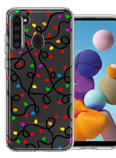 Samsung Galaxy A21 Colorful Nostalgic Vintage Christmas Holiday Winter String Lights Design Double Layer Phone Case Cover