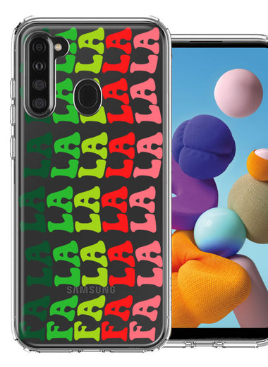 Samsung Galaxy A21 Deck The Halls Christmas Carol Falala Festive Lyric Vintage 70s Letters Double Layer Phone Case Cover