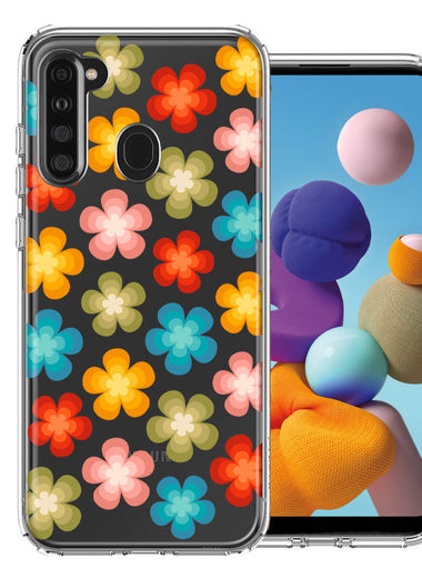 Samsung Galaxy A21 Groovy Gradient Retro Color Flowers Double Layer Phone Case Cover