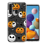 Samsung Galaxy A21 Halloween Jack-O-Lantern Pumpkin Skull Spooky Design Double Layer Phone Case Cover