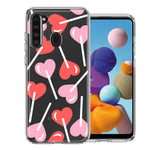 Samsung Galaxy A21 Heart Suckers Lollipop Valentines Day Candy Lovers Double Layer Phone Case Cover