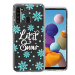 Samsung Galaxy A21 Christmas Holiday Let It Snow Winter Blue Snowflakes Design Double Layer Phone Case Cover