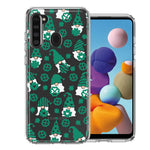 Samsung Galaxy A21 Lucky Green St Patricks Day Cute Gnomes Shamrock Polkadots Double Layer Phone Case Cover