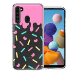 Samsung Galaxy A21 Pink Drip Frosting Cute Heart Sprinkles Kawaii Cake Design Double Layer Phone Case Cover