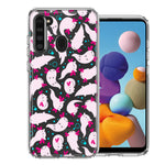 Samsung Galaxy A21 Pink Happy Swimming Axolotls Polka Dots Double Layer Phone Case Cover