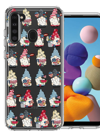 Samsung Galaxy A21 USA Fourth Of July American Summer Cute Gnomes Patriotic Parade Double Layer Phone Case Cover