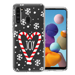 Samsung Galaxy A21 Winter Joy Snow Peppermint Candy Cane Heart Festive Christmas Double Layer Phone Case Cover