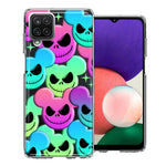 Samsung Galaxy A22 5G Bright Rainbow Nightmare Skulls Spooky Season Halloween Design Double Layer Phone Case Cover