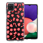 Samsung Galaxy A22 5G Christmas Winter Red White Peppermint Candies Swirls Candycanes Design Double Layer Phone Case Cover