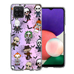 Samsung Galaxy A22 5G Classic Haunted Horror Halloween Nightmare Characters Spider Webs Design Double Layer Phone Case Cover