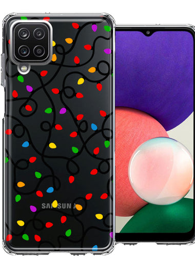 Samsung Galaxy A22 5G Colorful Nostalgic Vintage Christmas Holiday Winter String Lights Design Double Layer Phone Case Cover