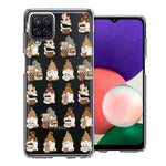 Samsung Galaxy A22 5G Cute Morning Coffee Lovers Gnomes Characters Drip Iced Latte Americano Espresso Brown Double Layer Phone Case Cover