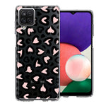 Samsung Galaxy A22 5G Cute Pink Leopard Print Hearts Valentines Day Love Double Layer Phone Case Cover