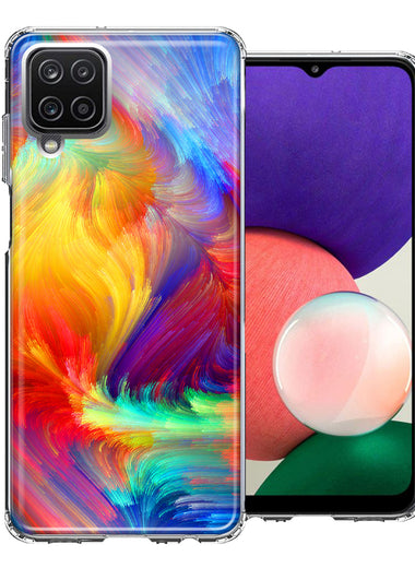Samsung Galaxy A22 Colorful Feather Paint Double Layer Phone Case Cover