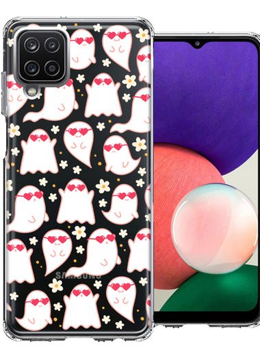 Samsung Galaxy A22 5G Floating Heart Glasses Love Ghosts Vaneltines Day Cutie Daisy Double Layer Phone Case Cover