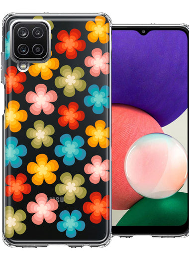 Samsung Galaxy A22 5G Groovy Gradient Retro Color Flowers Double Layer Phone Case Cover