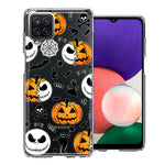 Samsung Galaxy A22 5G Halloween Jack-O-Lantern Pumpkin Skull Spooky Design Double Layer Phone Case Cover