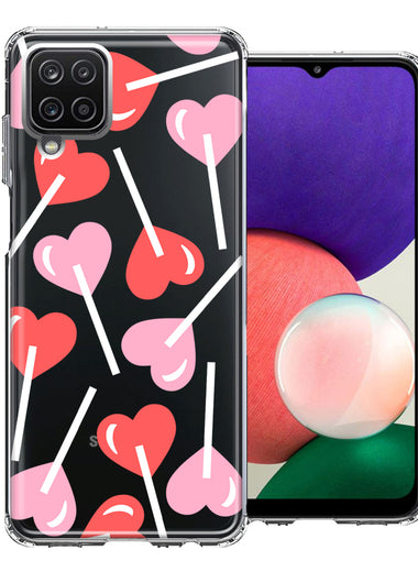 Samsung Galaxy A22 5G Heart Suckers Lollipop Valentines Day Candy Lovers Double Layer Phone Case Cover