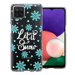 Samsung Galaxy A22 5G Christmas Holiday Let It Snow Winter Blue Snowflakes Design Double Layer Phone Case Cover