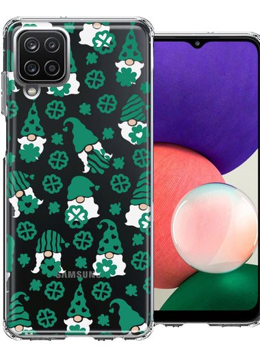 Samsung Galaxy A22 5G Lucky Green St Patricks Day Cute Gnomes Shamrock Polkadots Double Layer Phone Case Cover