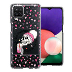 Samsung Galaxy A22 5G Pink Dead Valentine Skull Frap Hearts If I had Feelings They'd Be For You Love Double Layer Phone Case Cover