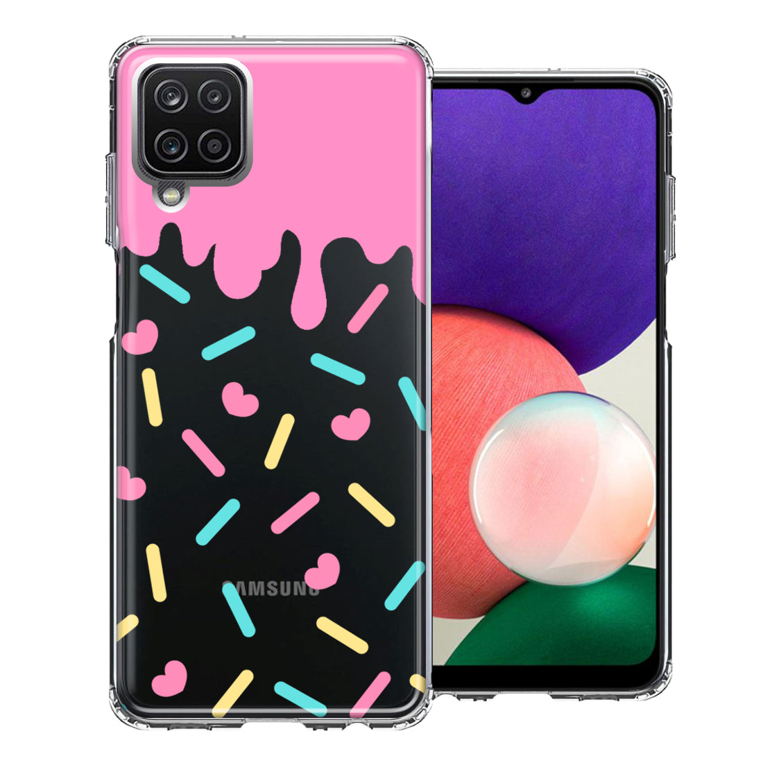 For Samsung Galaxy A22 5G Pink Drip Frosting Cute Heart Sprinkles Kawa CellCasesUSA For Samsung Galaxy A22 5G Pink Drip Frosting Cute Heart Sprinkles Kawa CellCasesUSA