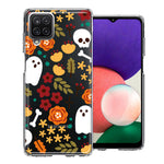 Samsung Galaxy A22 5G Spooky Season Fall Autumn Flowers Ghosts Skulls Halloween Double Layer Phone Case Cover