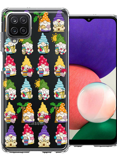 Samsung Galaxy A22 5G Summer Beach Cute Gnomes Sand Castle Shells Palm Trees Double Layer Phone Case Cover