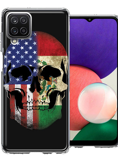 Samsung Galaxy A22 US Mexico Flag Skull Double Layer Phone Case Cover
