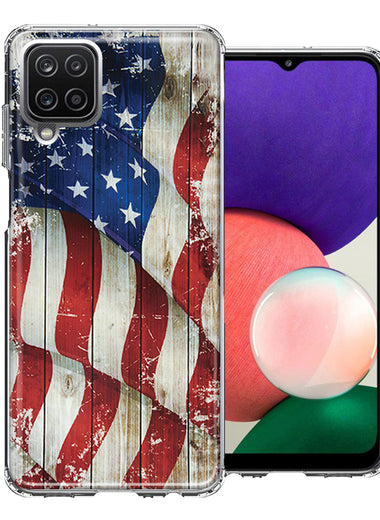 Samsung Galaxy A22 Vintage USA Flag Double Layer Phone Case Cover