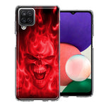 Samsung Galaxy A22 Red Flaming Skull Double Layer Phone Case Cover