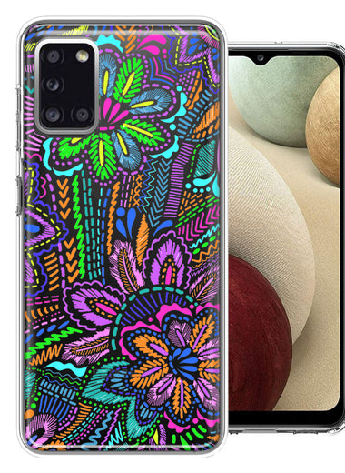 Samsung Galaxy A31 Colorful Summer Flowers Doodle Art Design Double Layer Phone Case Cover