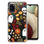 Samsung Galaxy A31 Spooky Season Fall Autumn Flowers Ghosts Skulls Halloween Double Layer Phone Case Cover
