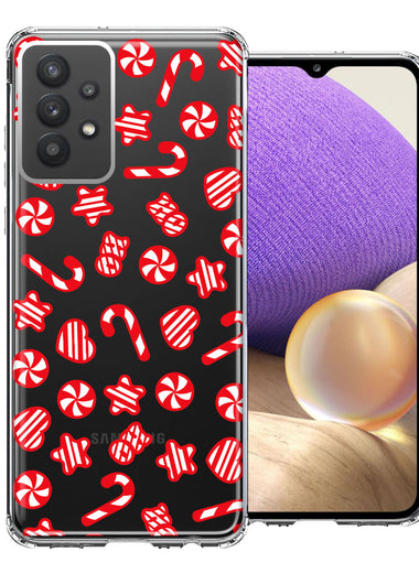 Samsung Galaxy A32 Christmas Winter Red White Peppermint Candies Swirls Candycanes Design Double Layer Phone Case Cover