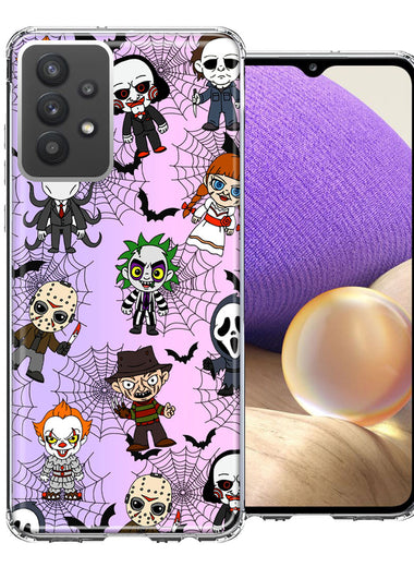 Samsung Galaxy A32 Classic Haunted Horror Halloween Nightmare Characters Spider Webs Design Double Layer Phone Case Cover