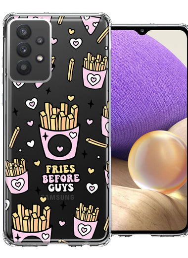 Samsung Galaxy A32 Cute Valentine Pink Love Hearts Fries Before Guys Double Layer Phone Case Cover