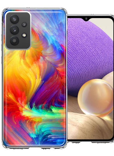 Samsung Galaxy A32 Colorful Feather Paint Double Layer Phone Case Cover