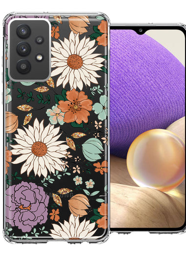 Samsung Galaxy A32 Feminine Classy Flowers Fall Toned Floral Wallpaper Style Double Layer Phone Case Cover