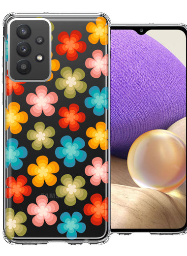 Samsung Galaxy A32 Groovy Gradient Retro Color Flowers Double Layer Phone Case Cover