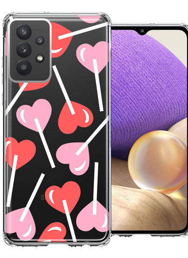 Samsung Galaxy A32 Heart Suckers Lollipop Valentines Day Candy Lovers Double Layer Phone Case Cover