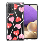 Samsung Galaxy A32 Heart Suckers Lollipop Valentines Day Candy Lovers Double Layer Phone Case Cover