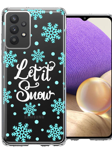 Samsung Galaxy A32 Christmas Holiday Let It Snow Winter Blue Snowflakes Design Double Layer Phone Case Cover