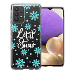 Samsung Galaxy A32 Christmas Holiday Let It Snow Winter Blue Snowflakes Design Double Layer Phone Case Cover