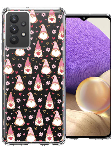 Samsung Galaxy A32 Pink Blush Valentines Day Flower Hearts Gnome Characters Cute Double Layer Phone Case Cover