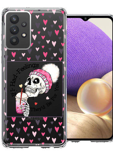 Samsung Galaxy A32 Pink Dead Valentine Skull Frap Hearts If I had Feelings They'd Be For You Love Double Layer Phone Case Cover