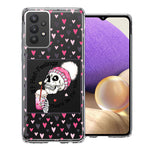 Samsung Galaxy A32 Pink Dead Valentine Skull Frap Hearts If I had Feelings They'd Be For You Love Double Layer Phone Case Cover