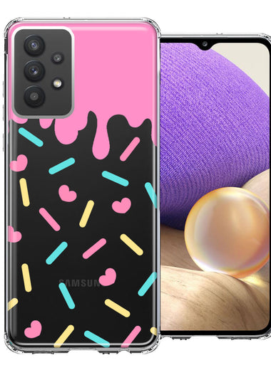 Samsung Galaxy A32 Pink Drip Frosting Cute Heart Sprinkles Kawaii Cake Design Double Layer Phone Case Cover