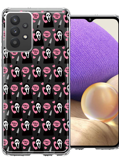 Samsung Galaxy A32 Pink Horror Valentine Character Ghostface Boyfriend Call Me Hearts Double Layer Phone Case Cover