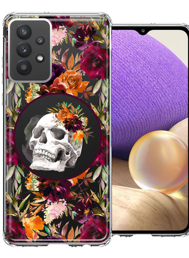 Samsung Galaxy A32 Romance Is Dead Valentines Day Halloween Skull Floral Autumn Flowers Double Layer Phone Case Cover